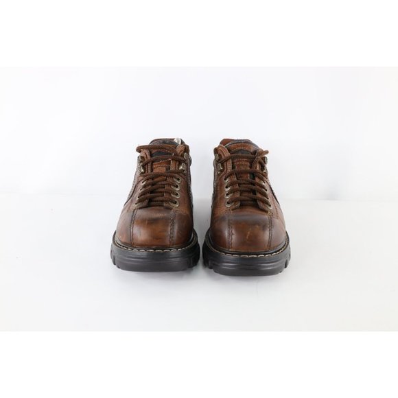 Vintage Grunge Goth Mens Size 8 Distressed Leather Chunky Platform Shoes Brown main image 10